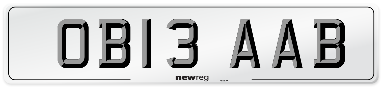 OB13 AAB Number Plate from New Reg